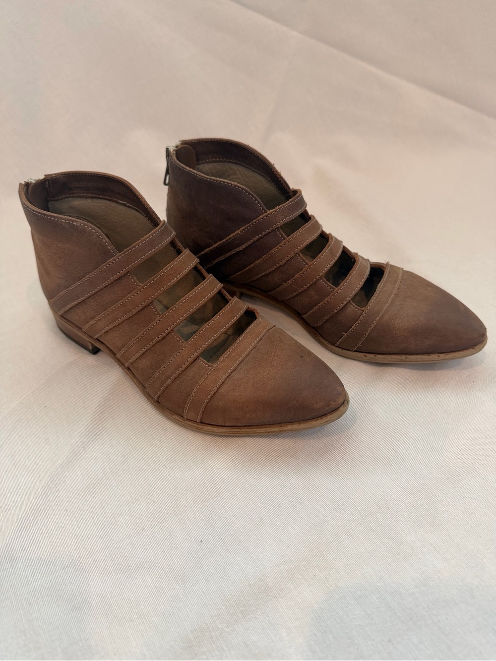 Free People Brown Strappy Cutout Ankle Booties